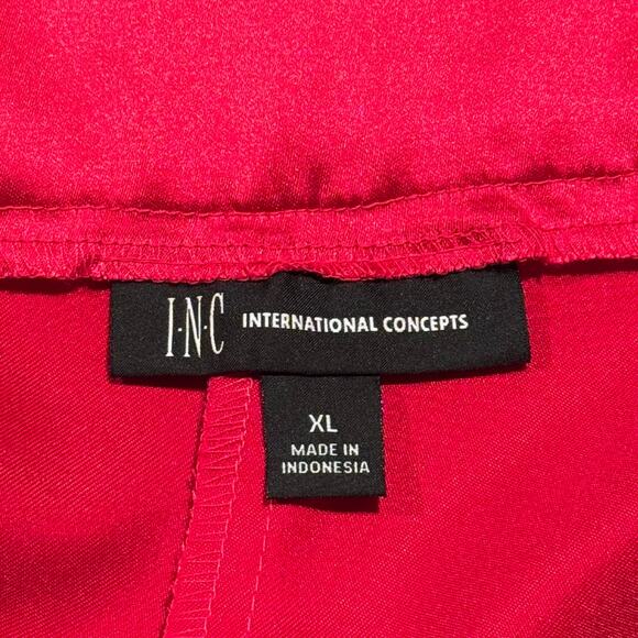 NEW INC Dress Pants Wide Leg High Rise Y2K Palazzo Retro Boho Dressy Bold Red XL - Picture 3 of 9